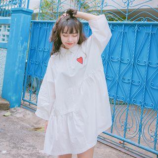 Heart Embroidered Shirt Dress