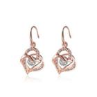 Elegant And Romantic Plated Rose Gold Heart-shaped Earrings With Austrian Element Crystal Rose Gold - One Size