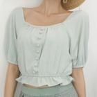 Short-sleeve Square-neck Crop Top