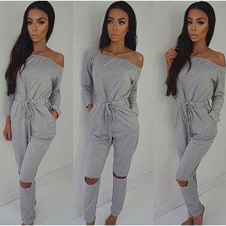 Long-sleeve Off Shoulder Jumpsuit