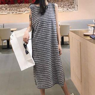 Sleeveless Striped Dress As Shown In Figure - One Size