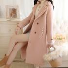 Long Notch-lapel Embellished Double-breasted Coat