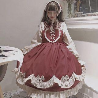 Ruffle Trim A-line Dress / Headband / Set
