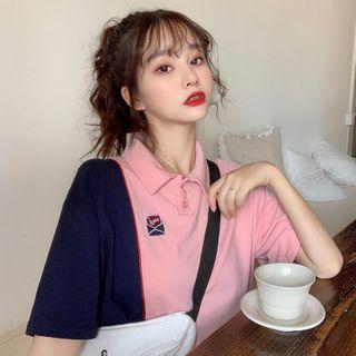 Short-sleeve Color Panel Polo Shirt
