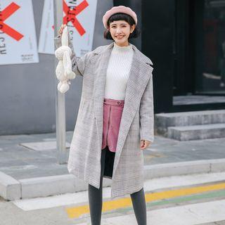 Plaid Double-breasted Woolen Coat