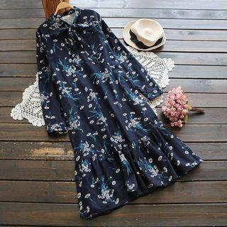 Long-sleeve Floral Printed Dress