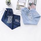 Cat Embroidery Straight-fit Jeans