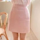 Wrap-front Slit Miniskirt