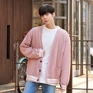 Contrast-trim Boxy-fit Cardigan