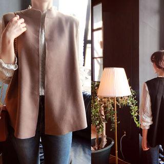 Open-front Shirred Back Vest