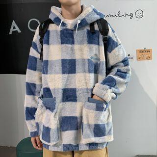 Gingham Furry Hoodie