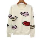 Long Sleeve Lip Pattern Sweater