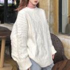Loose-fit Cable-knit Sweater White - One Size
