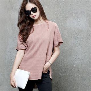 Curvy-hem Pinstripe Top