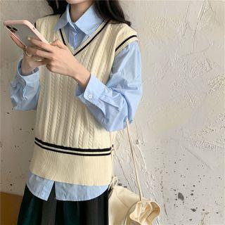 V-neck Cable Knit Sweater Vest