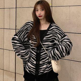 Zebra Pattern Cardigan Stripes - Black & White - One Size