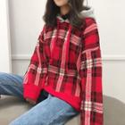 Hooded Plaid Sweater