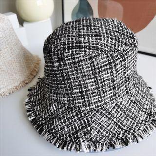 Tasseled Plaid Bucket Hat