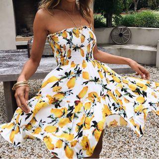 Strapless Print Mini Dress