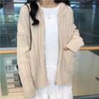 Long-sleeve Midi A-line Dress / Hooded Zip Cardigan