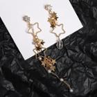 Non-matching Alloy Star Dangle Earring 1 Pair - One Size
