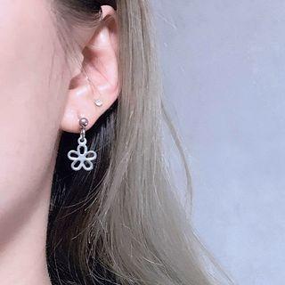 Stainless Steel Flower Dangle Earring 1 Pair - Earring - One Size