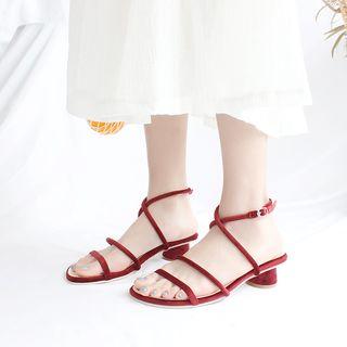 Double Strap Cylinder Heel Sandals