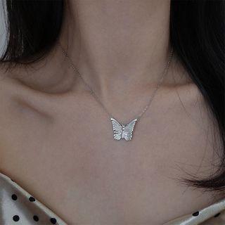 925 Sterling Silver Butterfly Pendant Necklace As Shown In Figure - One Size