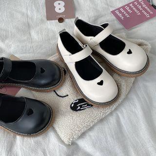 Plain Heart Cutout Mary Jane Shoes