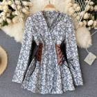 V-neck Lace-up Strap Floral Dress