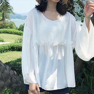 Long-sleeve Ruffle Trim T-shirt