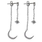 925 Sterling Silver Moon Dangle Earring 1 Pair - White Gold - One Size