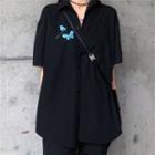 Butterfly Short-sleeve Shirt Black - One Size