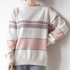 Floral Print Sweater Pink - M