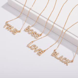 Alloy Rhinestone Lettering Pendant Necklace