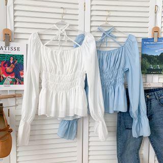 Strappy Smocked Blouse