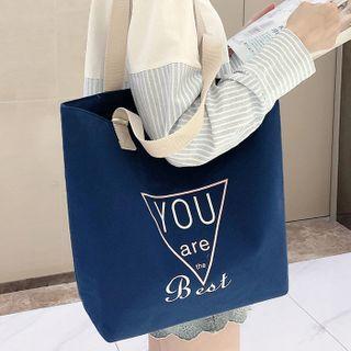 Lettering Tote Bag Dark Blue - One Size