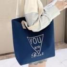 Lettering Tote Bag Dark Blue - One Size