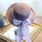 Foldable Bow-accent Straw Hat