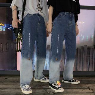 Straight-fit Embroidered Gradient Jeans
