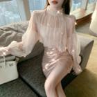 Chiffon Blouse / Camisole Top / Sequined Mini Skirt / Set