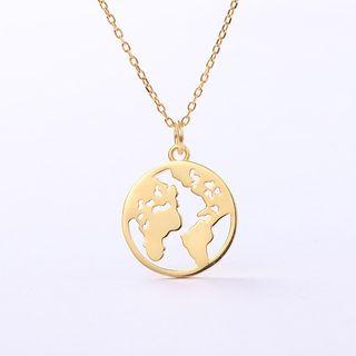 925 Sterling Silver World Map Necklace