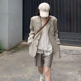 Plain Blazer / Straight Leg Shorts