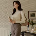 Mock-neck Mesh-trim Knit Top