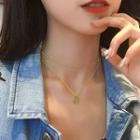 Alloy Disc Pendant Layered Choker Gold - One Size