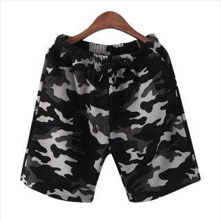 Drawstring Camouflage Sweat Shorts