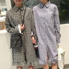 Frill Hem Gingham Shirtdress