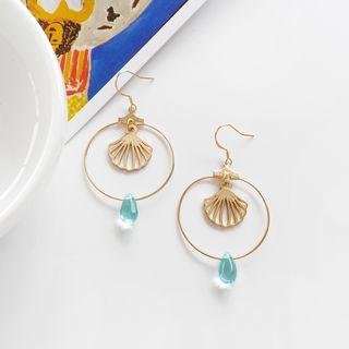 Alloy Shell Faux Crystal Hoop Earring