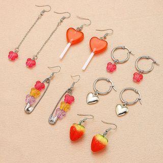 Resin Alloy Earring (various Designs) 1 Pair - 01 - Silver - One Size