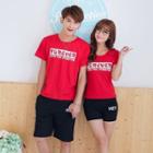 Couple Matching Set: Short-sleeve Print T-shirt + Shorts